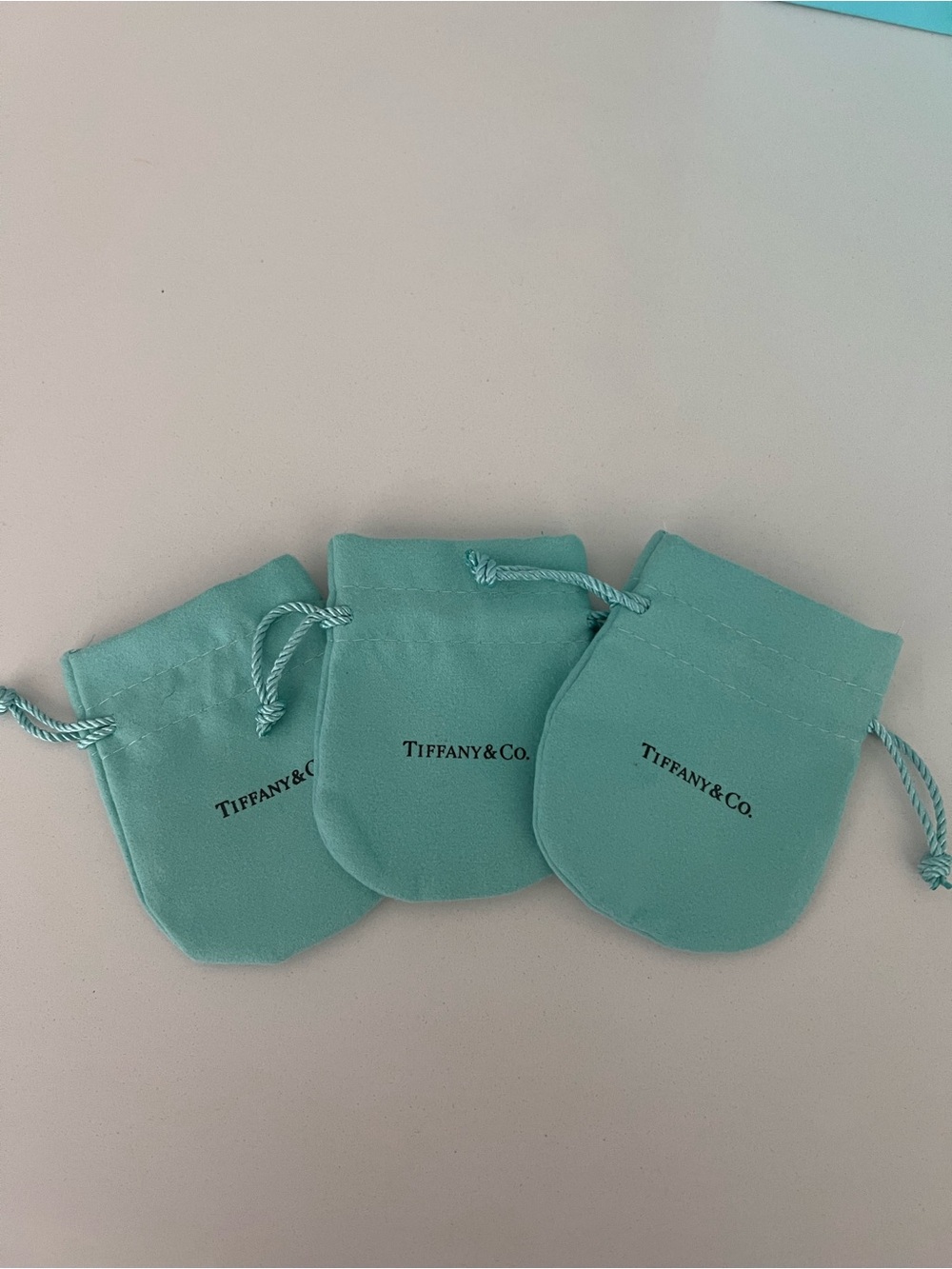 Tiffany & Co. Small Drawstring Velvet Pouches in Signature Blue